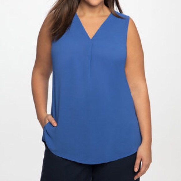 Eloquii | Pleated V-neck Tank | “Malia Blouse” - Picture 6 of 7